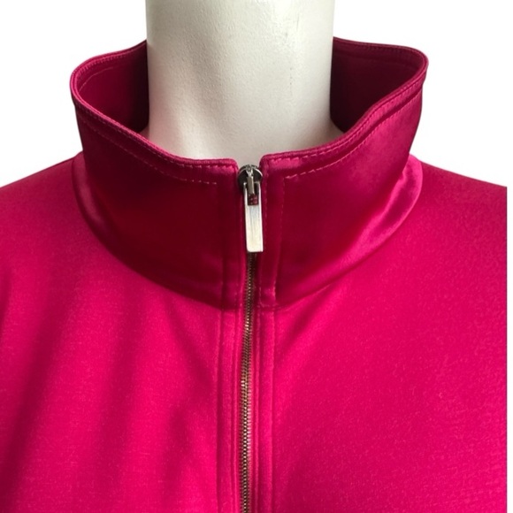 ST JOHN Fuchsia Athletic Jacket + T-shirt Set Satin Contrast Women's Medium - Picture 7 of 16